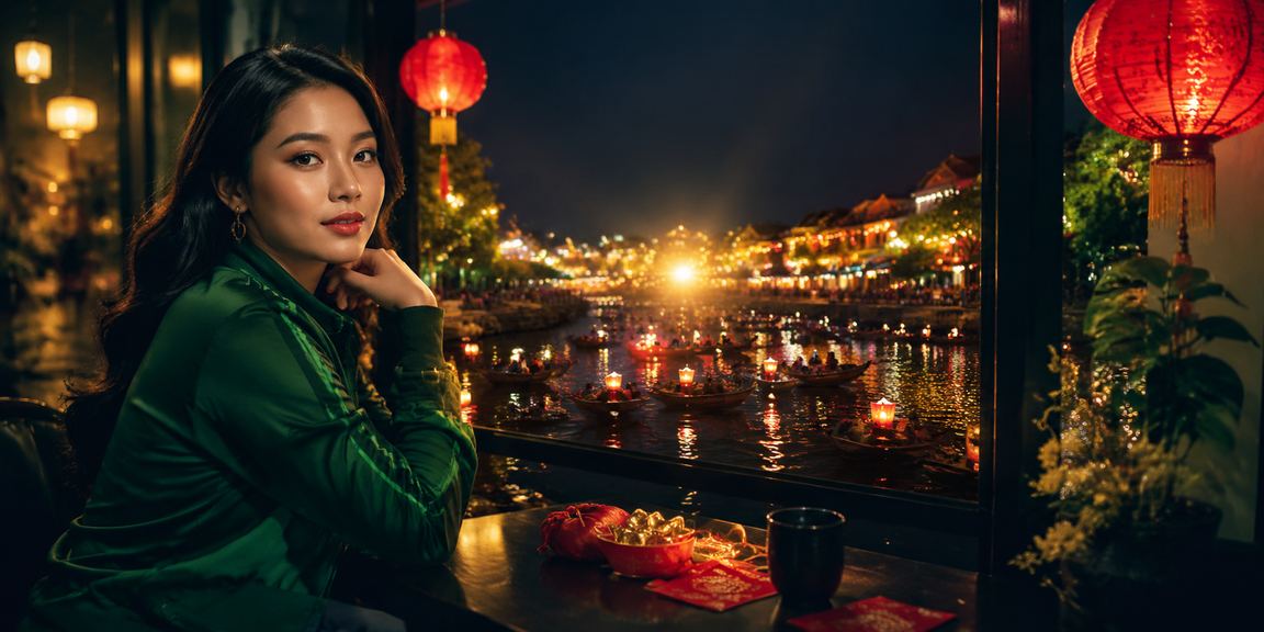 Người dùng tại Hội An nhận thưởng và kiểm tra giao dịch qua điện thoại bên cà phê