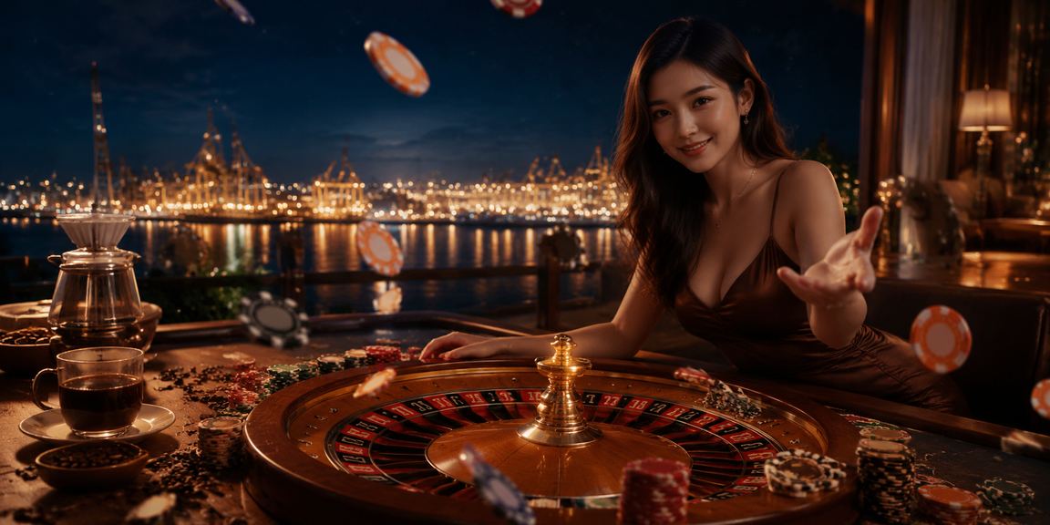 Người chơi tại Vũng Tàu trải nghiệm roulette trực tuyến bên ly cà phê buổi tối